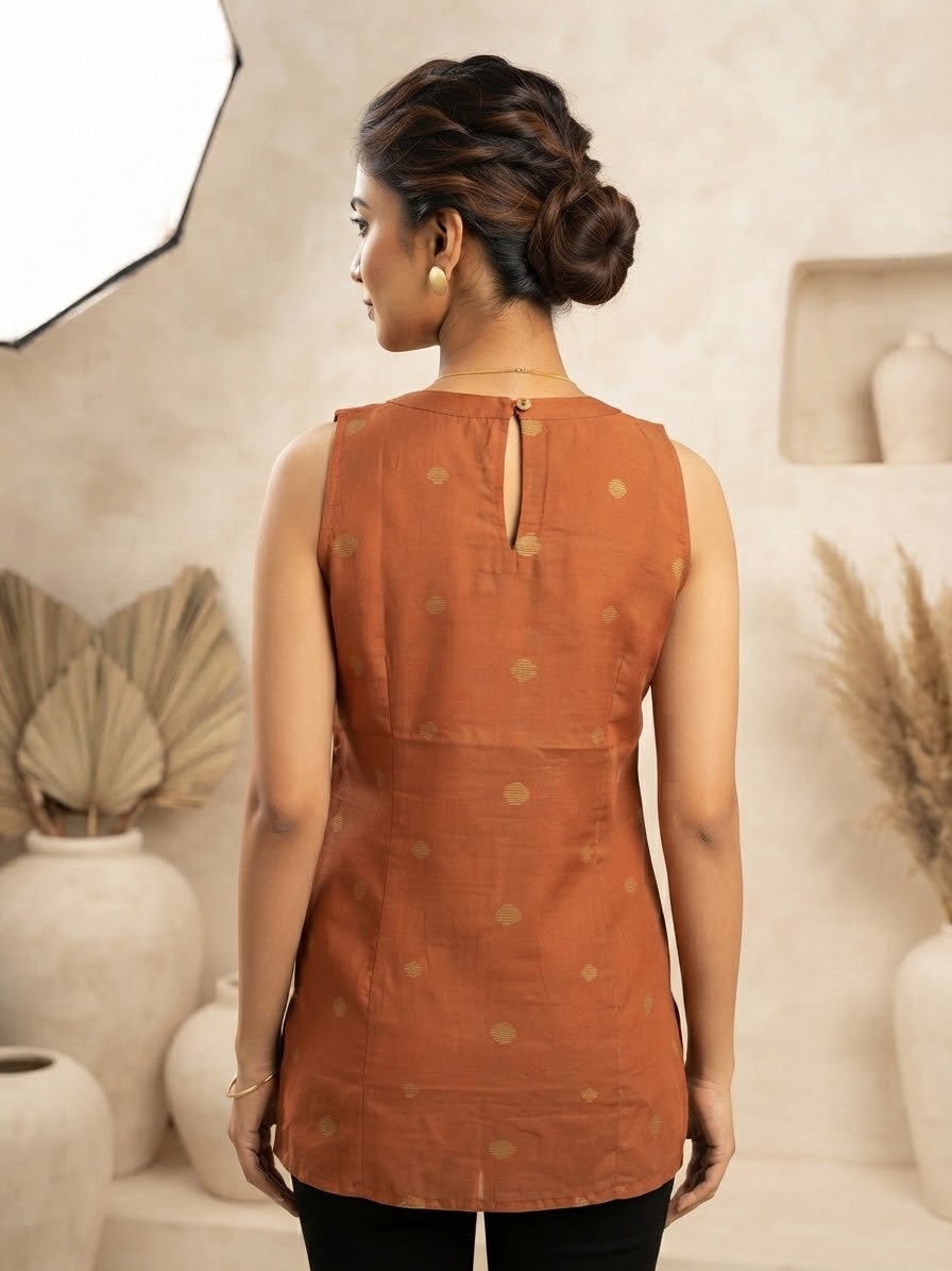 Teddy Brown Halter Handloom Cotton Top