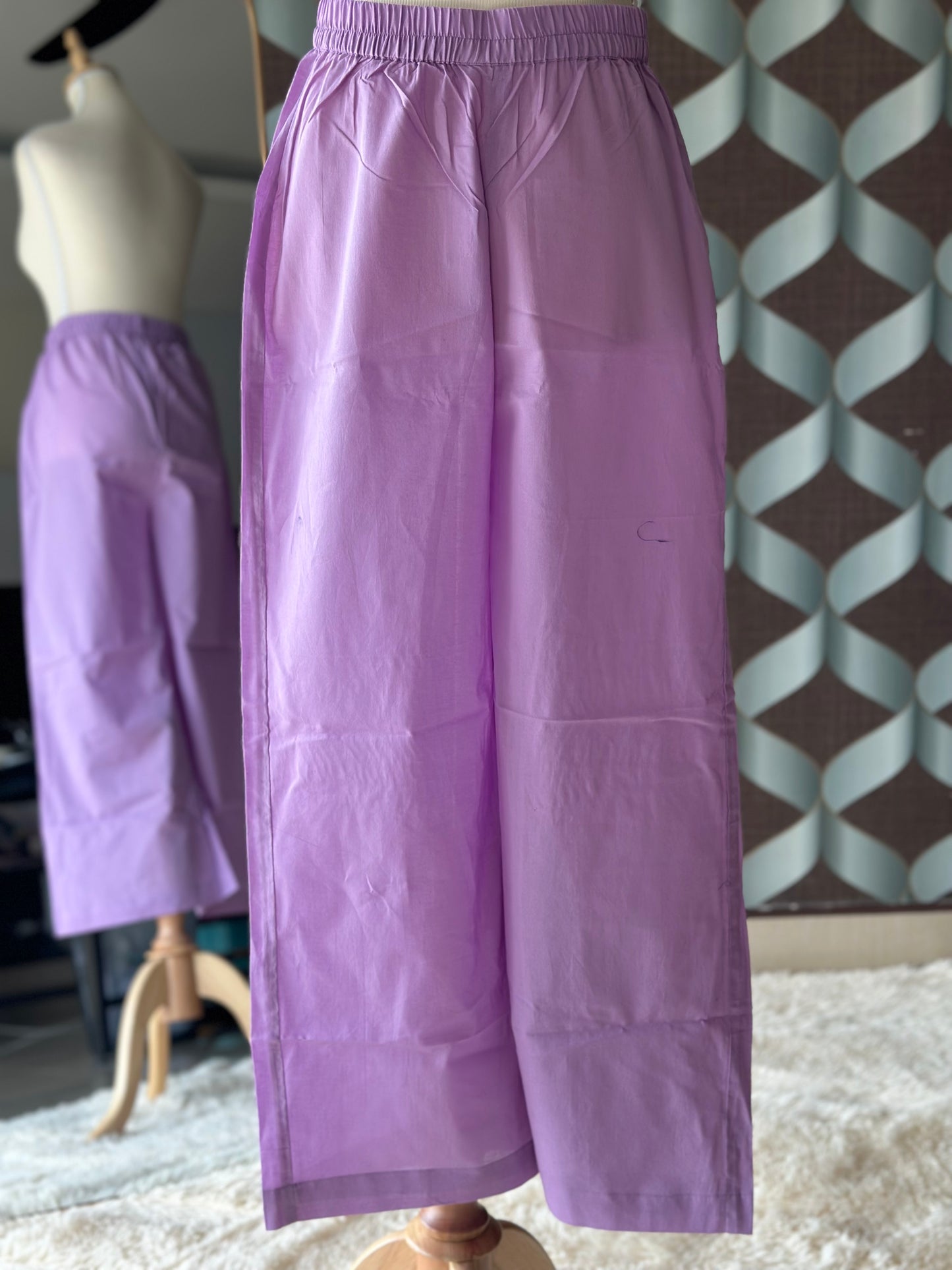 TANIKA Lavender Bliss Pure Cotton Anarkali Set with Blueberry Mul Cotton Dupatta