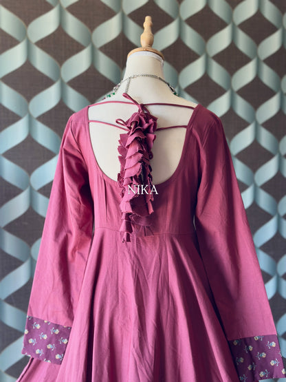 Mauve Pink Cotton Anarkali