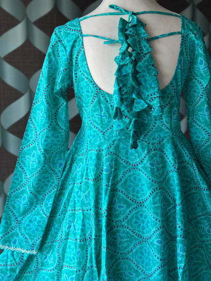 Bhandini Aqua Blue Cotton Anarkali