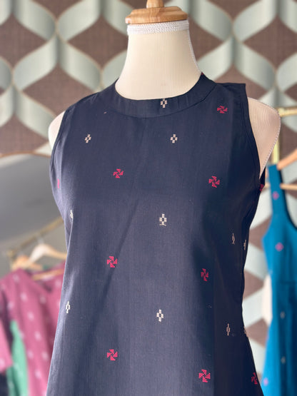 Classic Black Halter Handloom Cotton Top