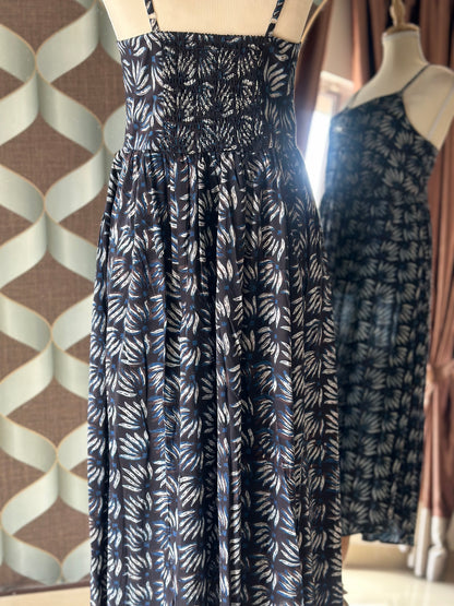 Blue Booti Handblock Printed Sleeveless Midi Dress