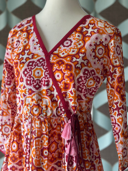 Orange Printed Cotton Top