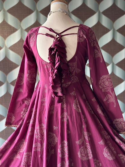 Purple Rose Cotton Anarkali