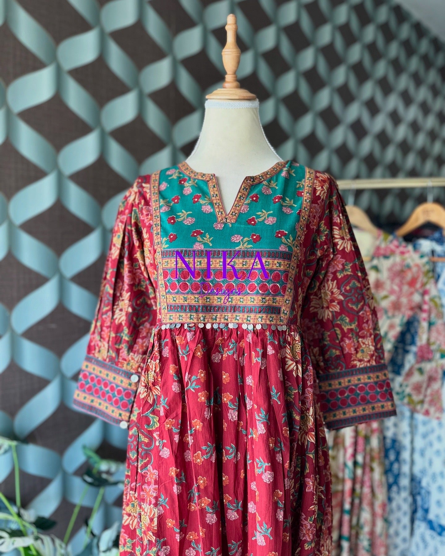 Red Ethnic Motif Dress