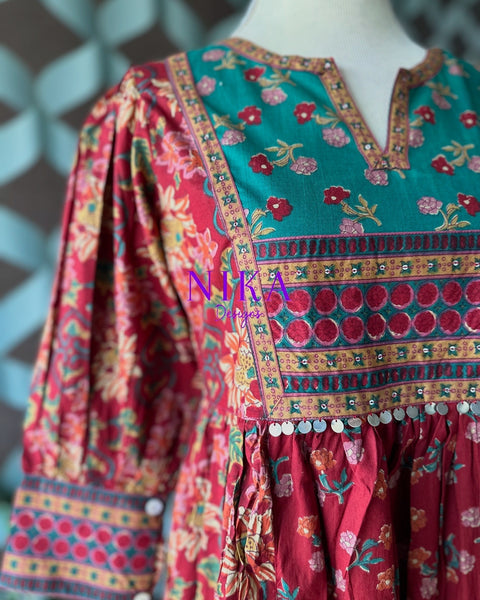 Red Ethnic Motif Dress