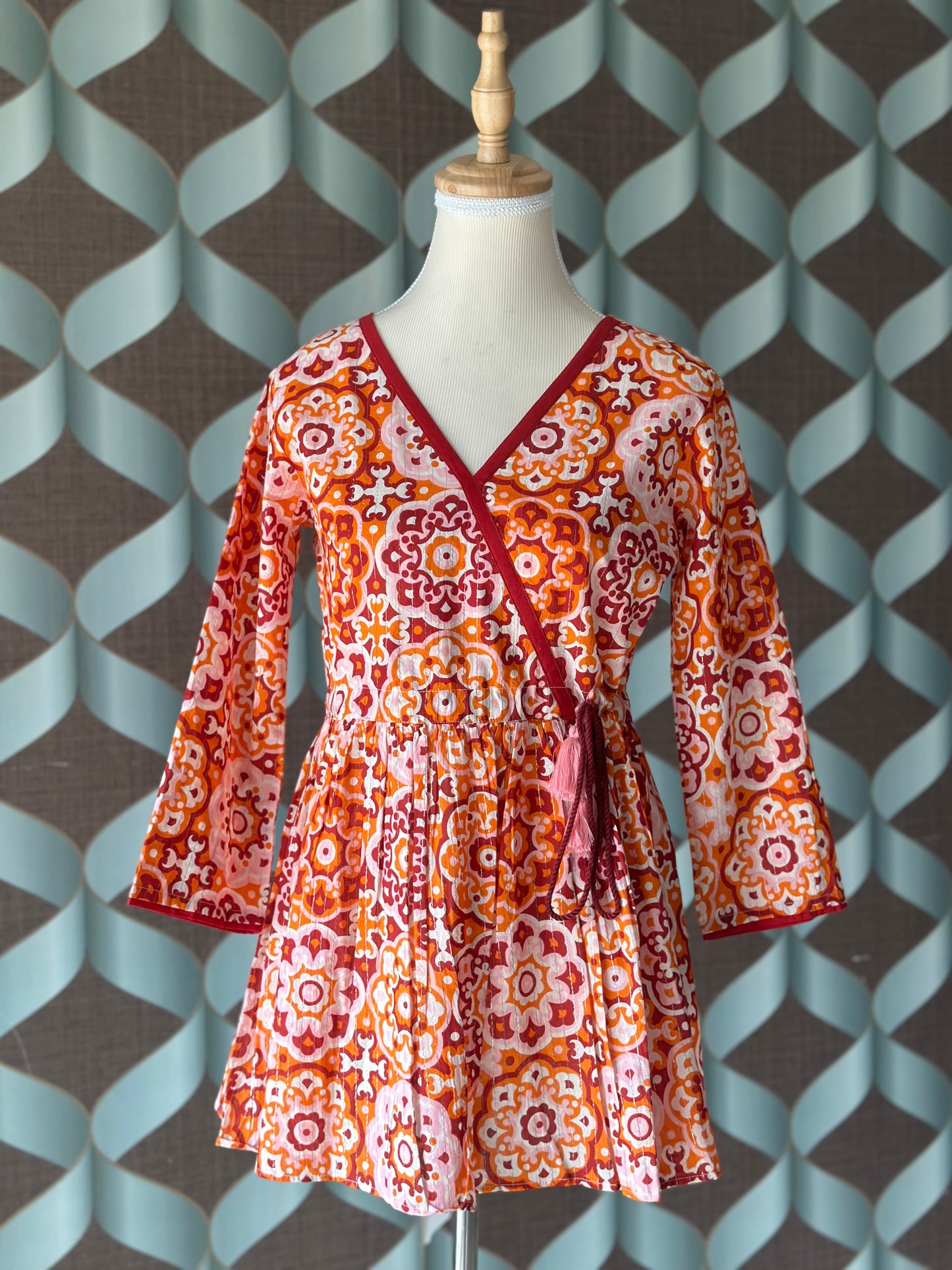 Orange Printed Cotton Top