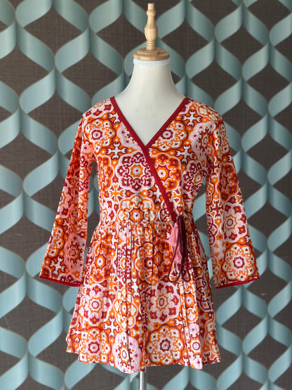 Orange Printed Cotton Top
