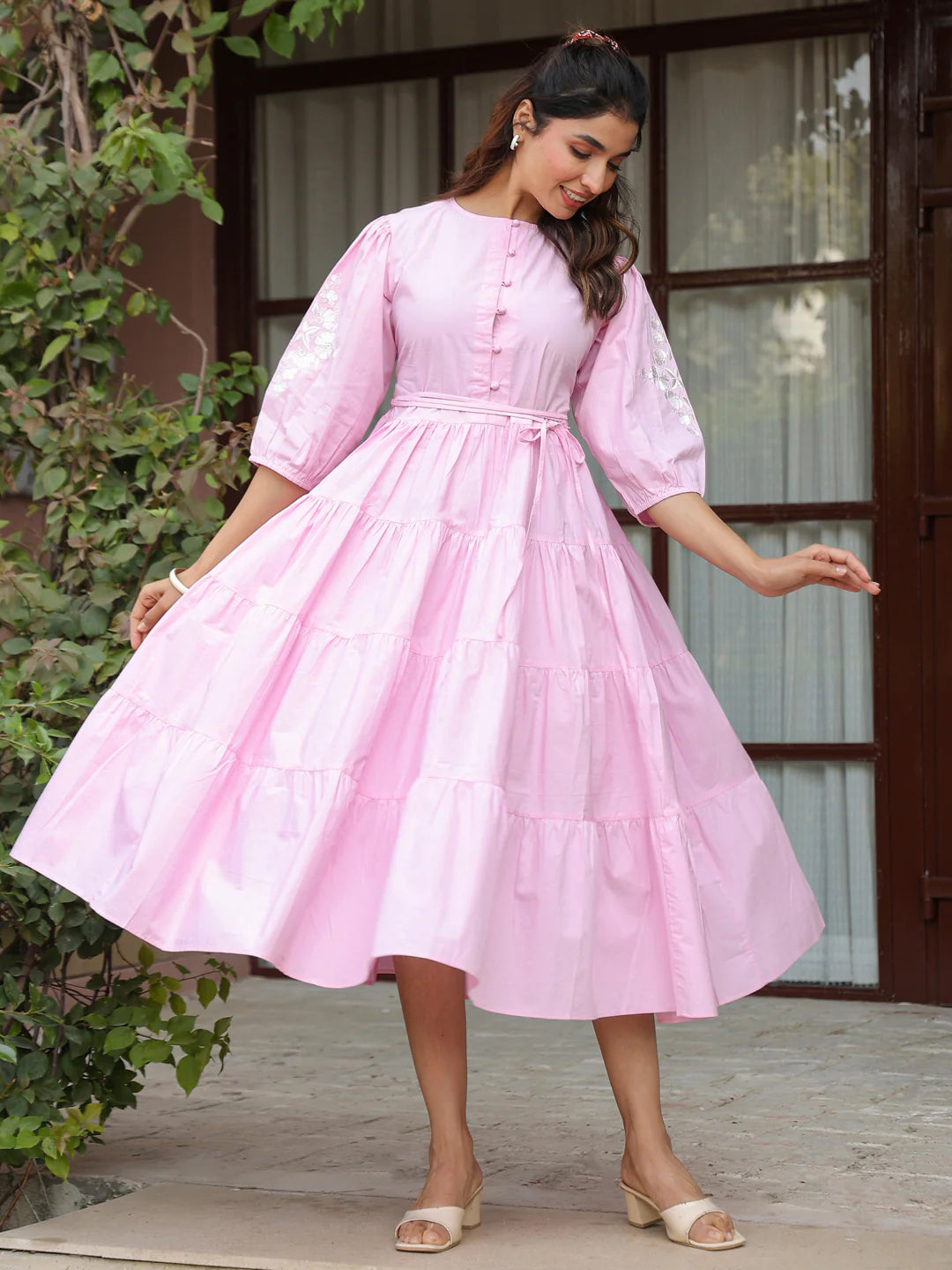 Rose Pink Embroidered Dress