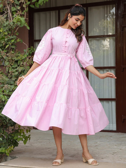 Rose Pink Embroidered Dress