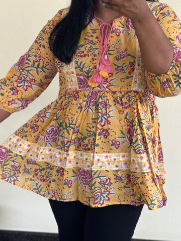 Yellow and Pink Cotton Top
