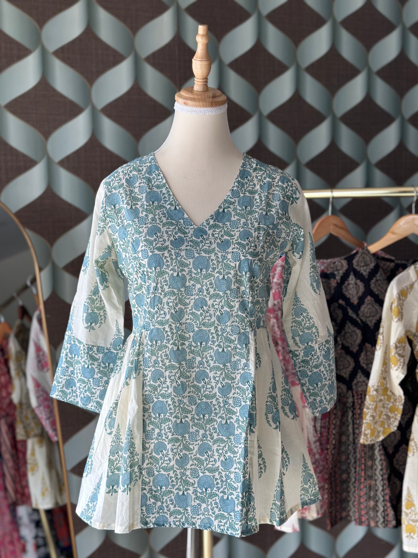 Powder Blue Floral Short Top