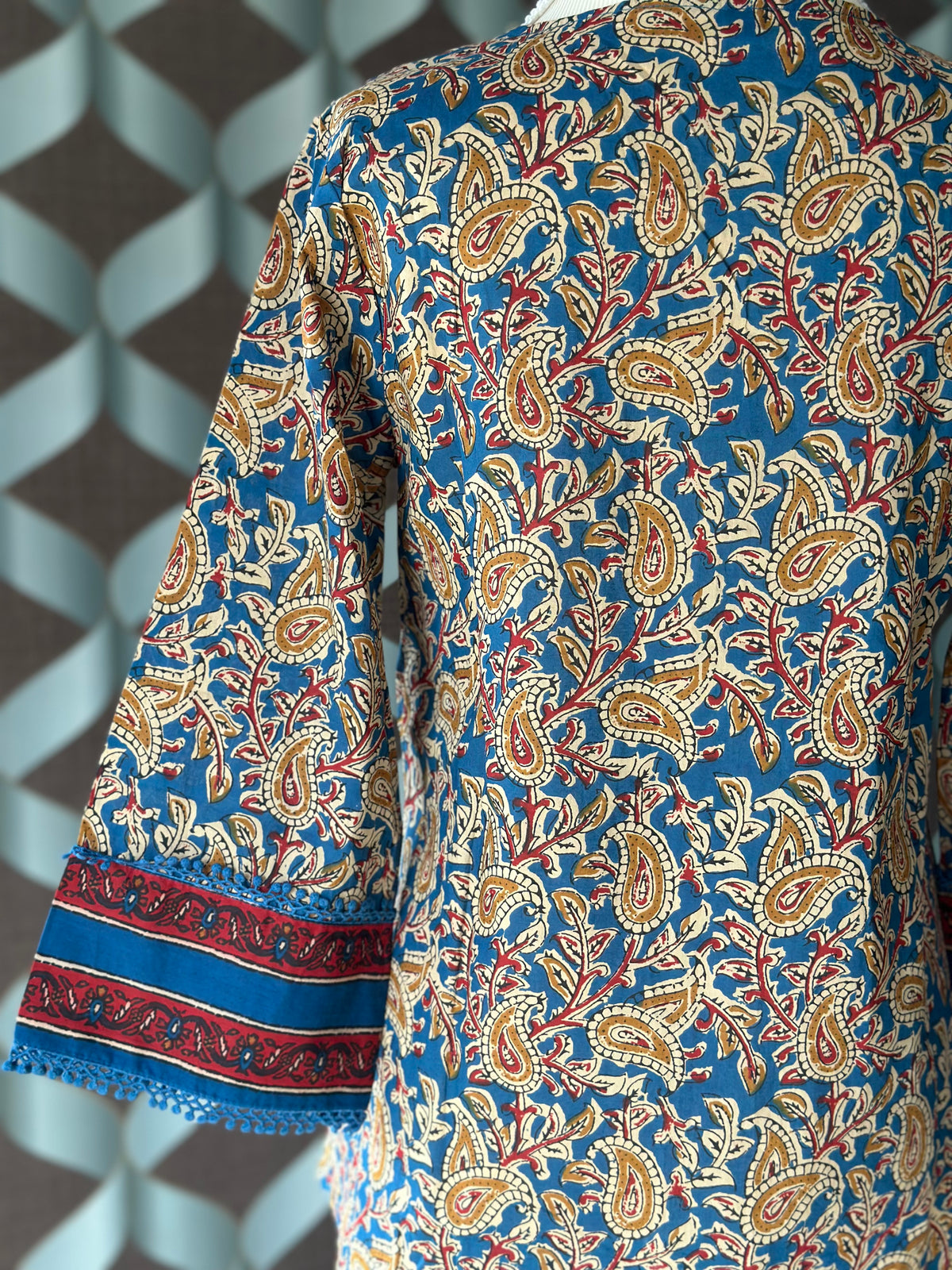 Blue Kalamkari Cotton Short Top