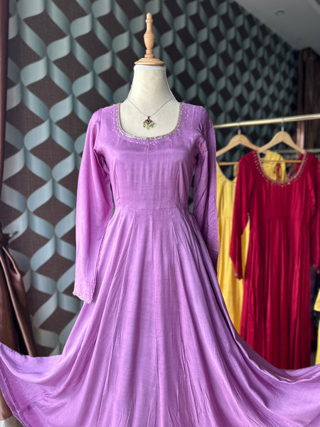 Lilac Soft Silk Anarkali
