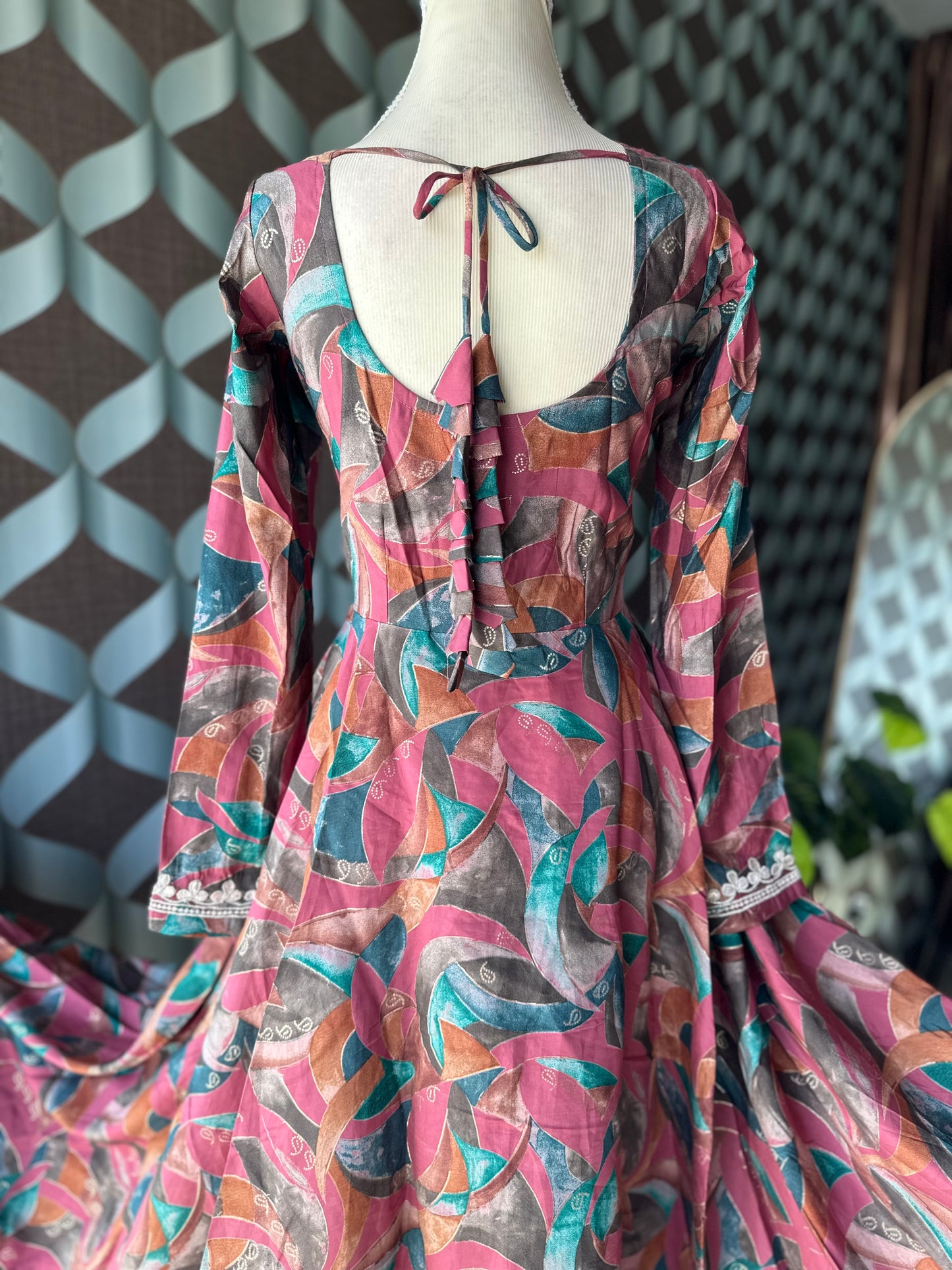 Coral Pink Multicolor Anarkali