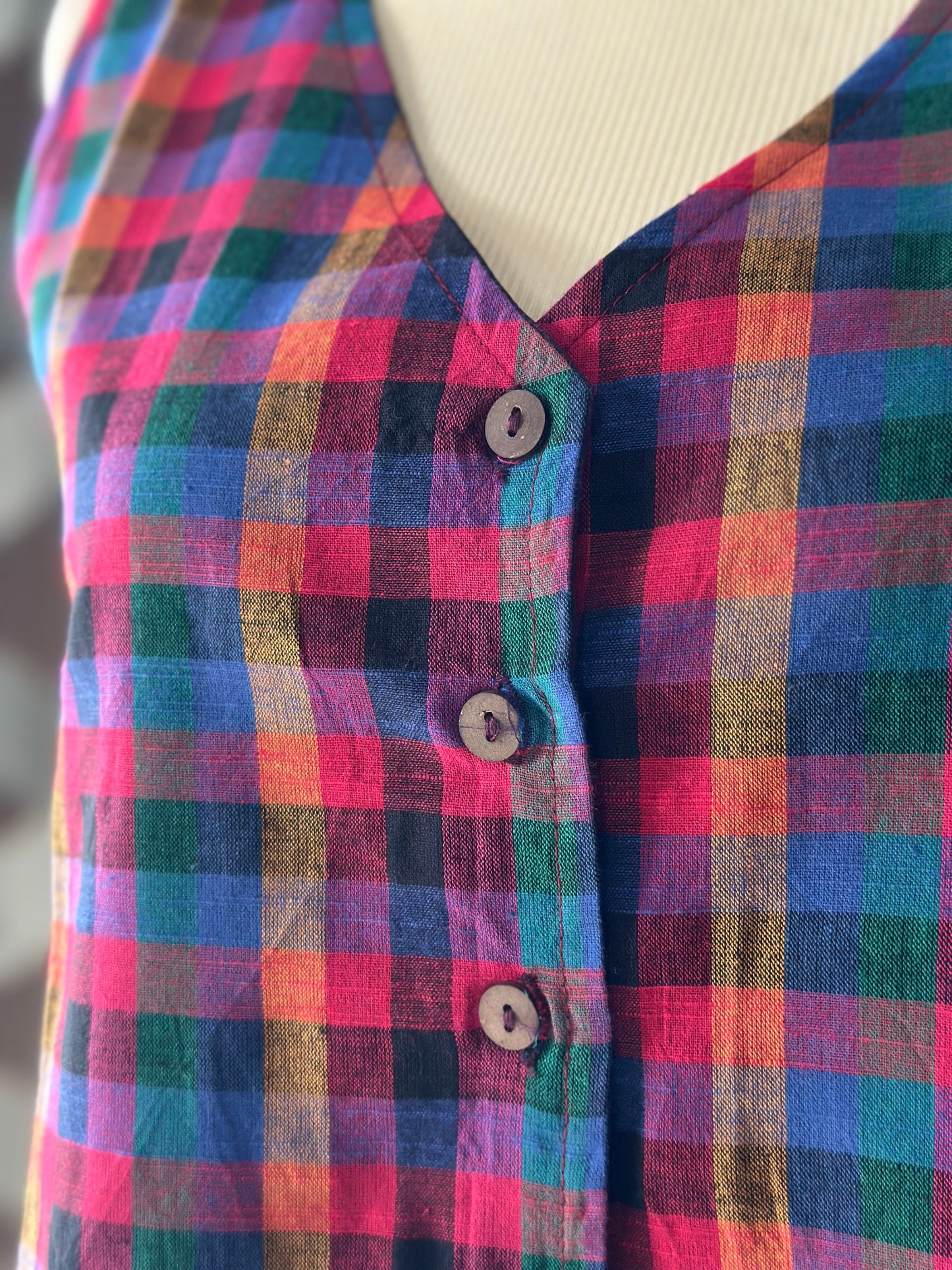 Bright Varnam Madras Check Waistcoat