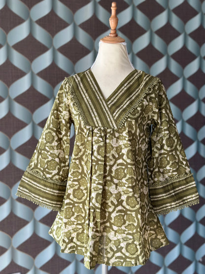 Sage Green Foral Cotton Top