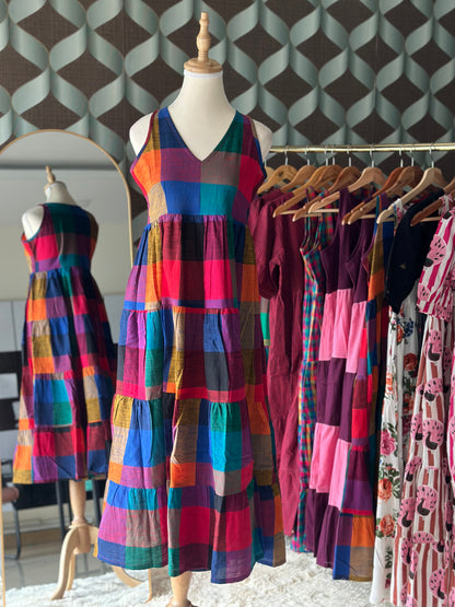Madras Check Tier Dress