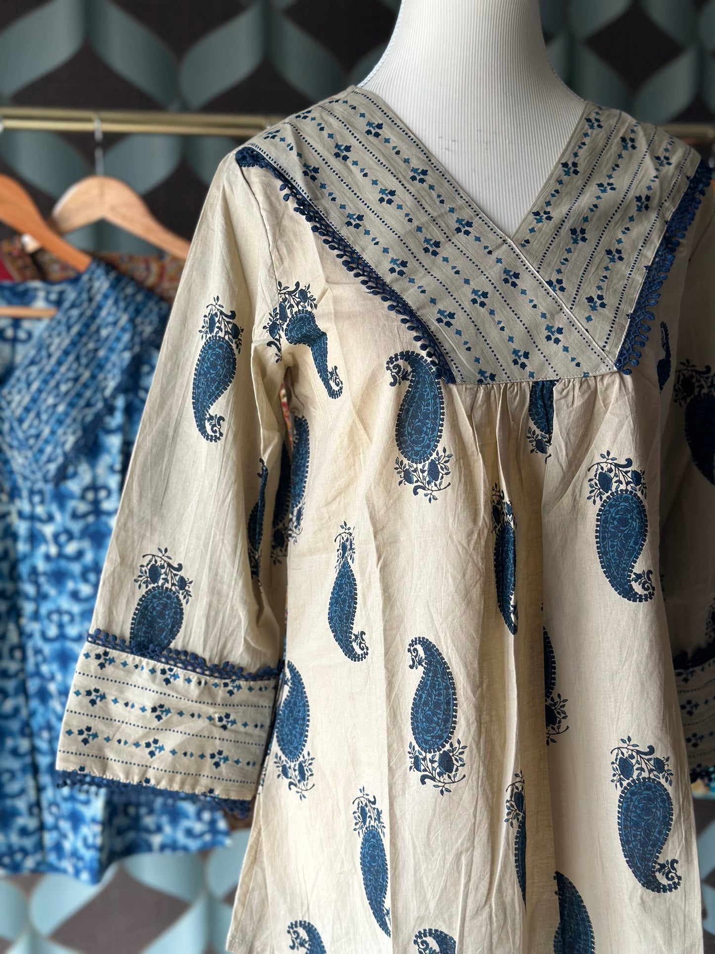 Ivory Paisley Cotton Short Top