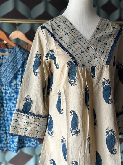 Ivory Paisley Cotton Short Top