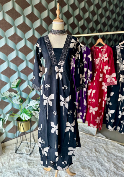 Black Bloom Cotton Set