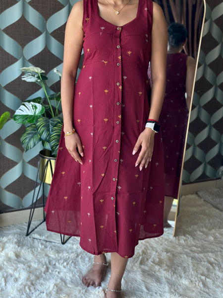Varnika Maroon Handloom Dress