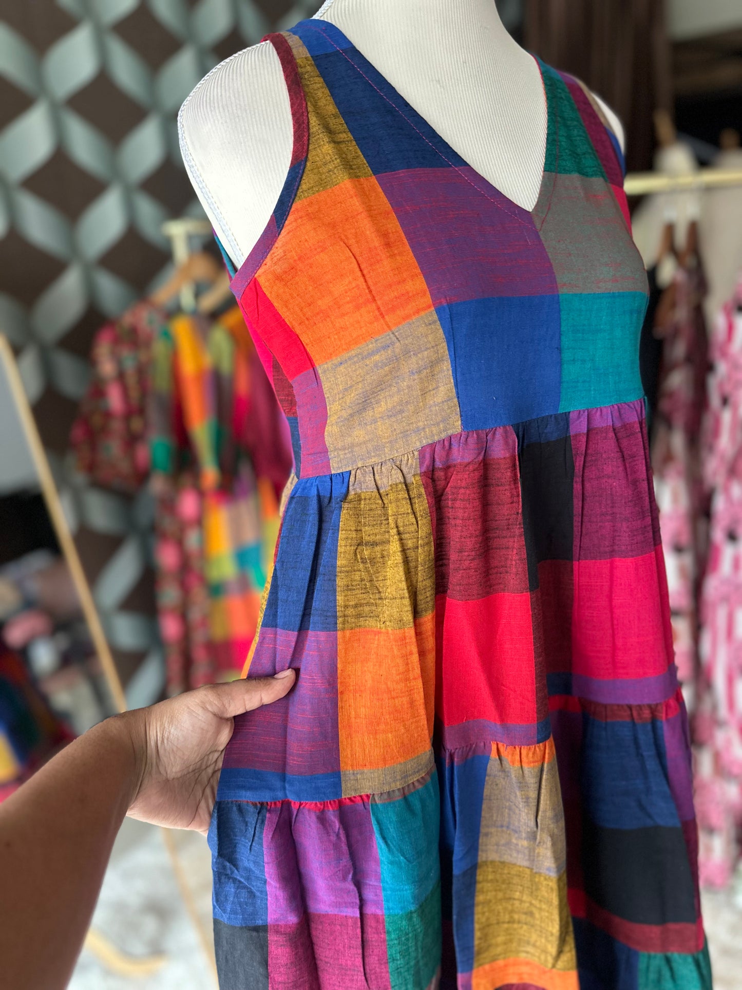 Madras Check Tier Dress