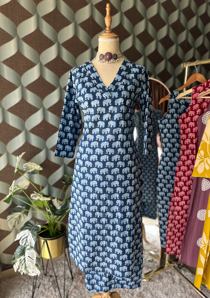 Indigo Blue Elephant Print
