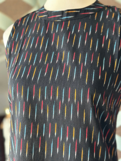 Midnight Ikkat Halter Cotton Kurta