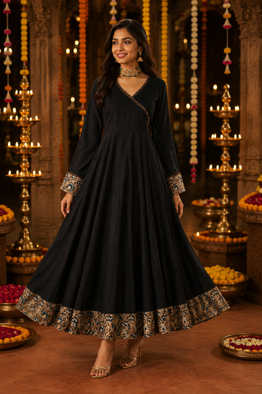 Classic Black Cotton Anarkali