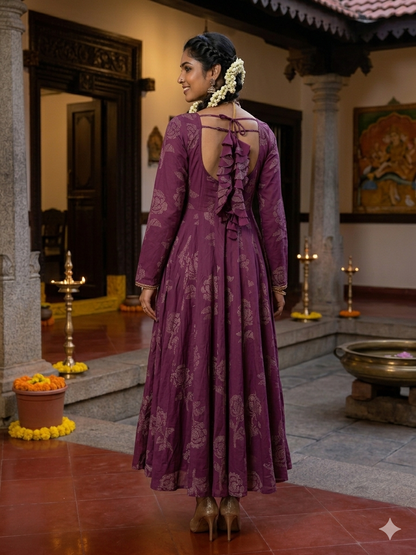 Purple Rose Cotton Anarkali