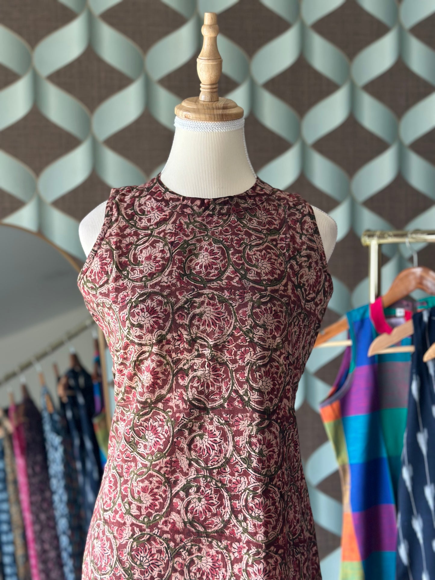 Red Kalamkari Halter Cotton Kurta