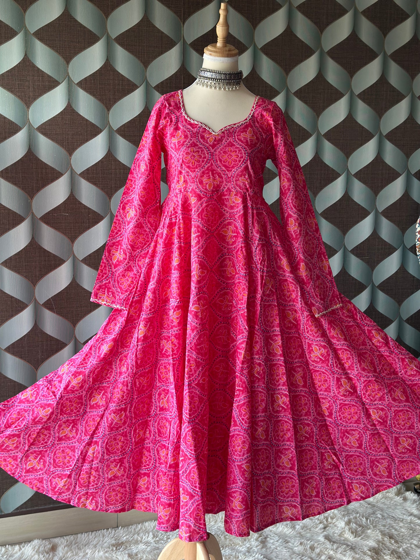 Bhandini Radiant Rose Pink Cotton Anarkali