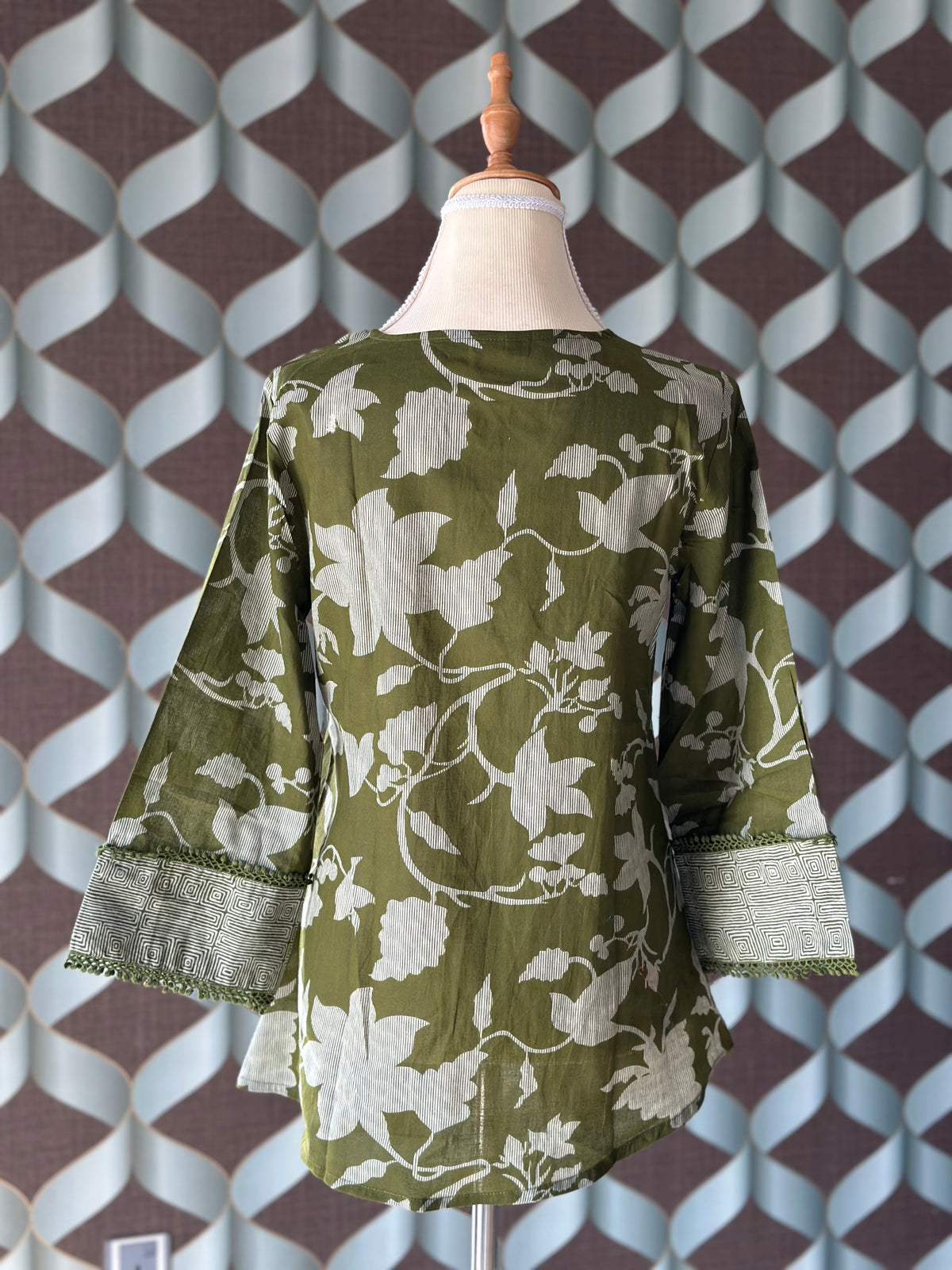 Green Floral Cotton Top