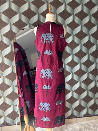 Burgundy Elep Cotton Halter Neck