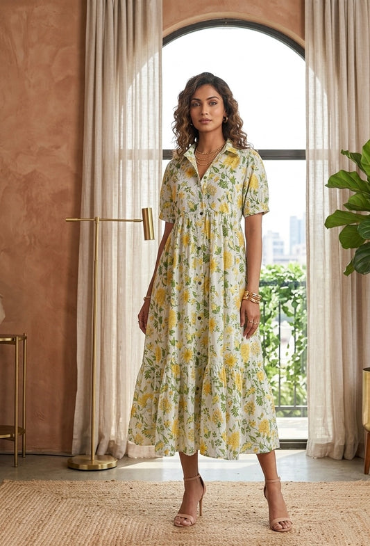 Floral Dove Summer Midi Dress