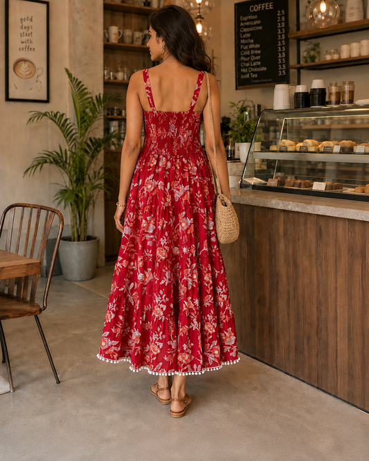 Red Floral Summer Dress