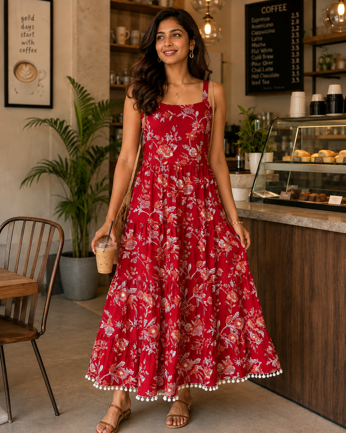 Red Floral Summer Dress