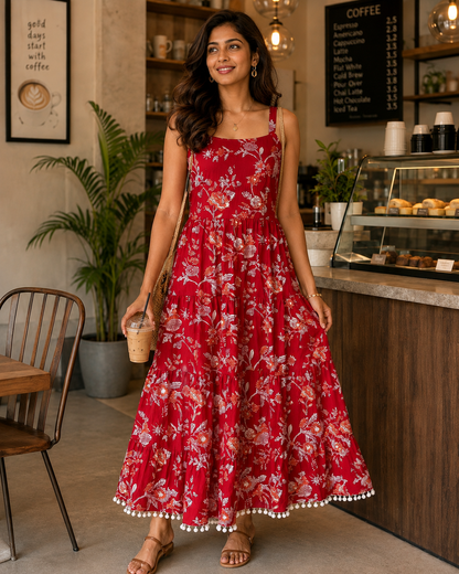 Red Floral Summer Dress