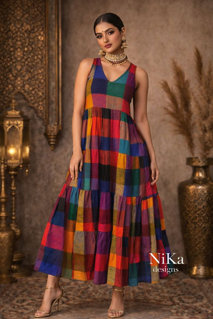 Madras Check Tier Dress