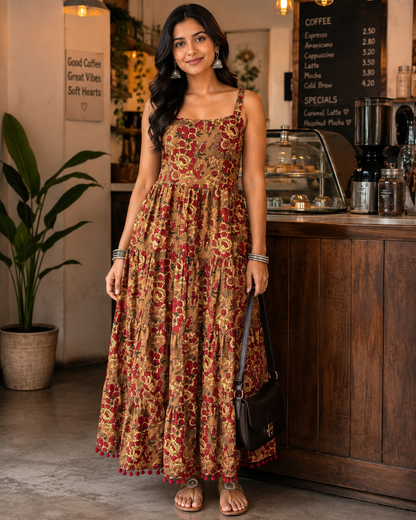 Brown Floral Summer Dress