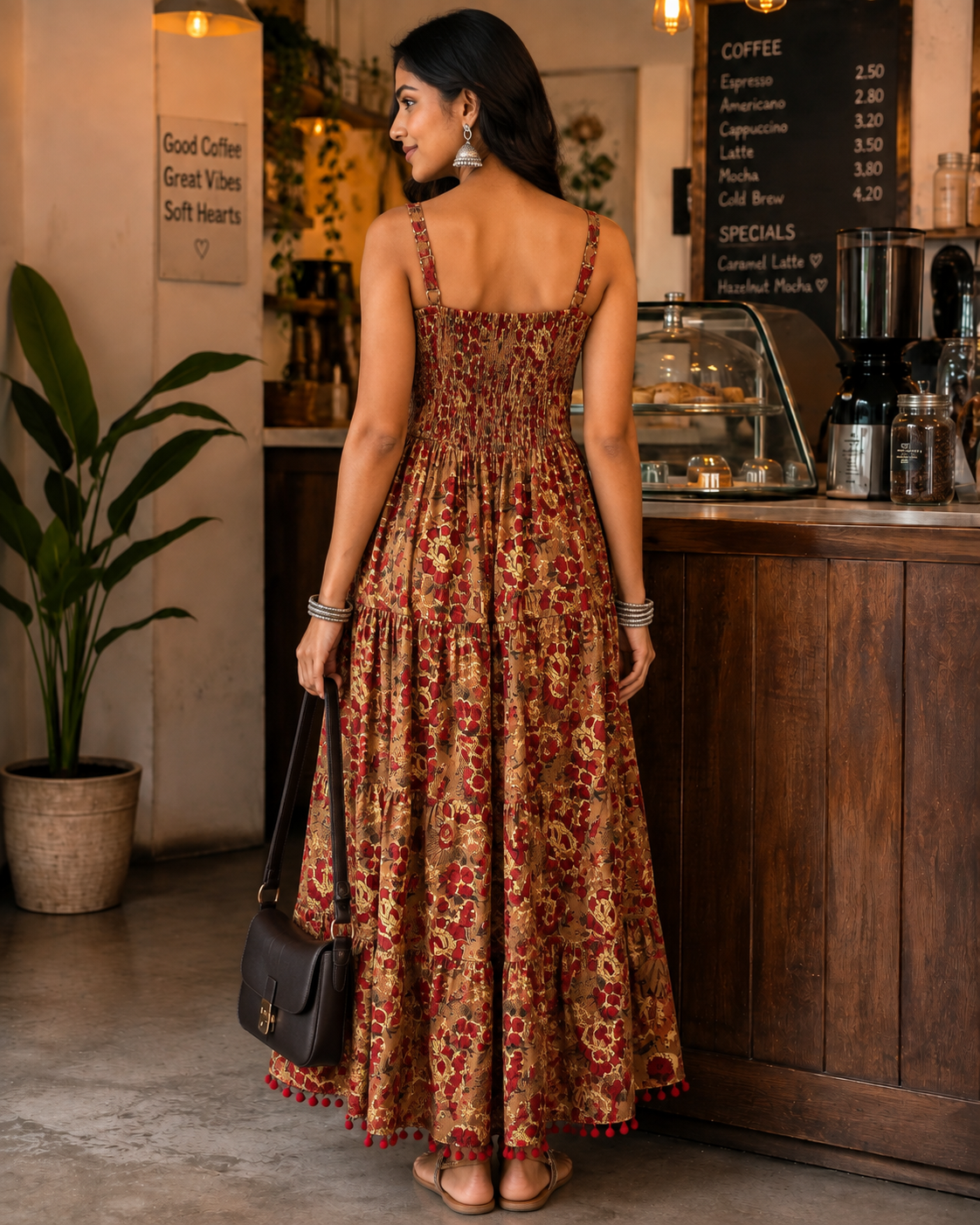 Brown Floral Summer Dress