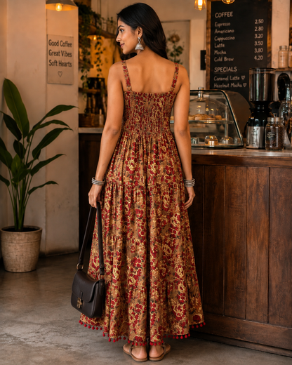 Brown Floral Summer Dress