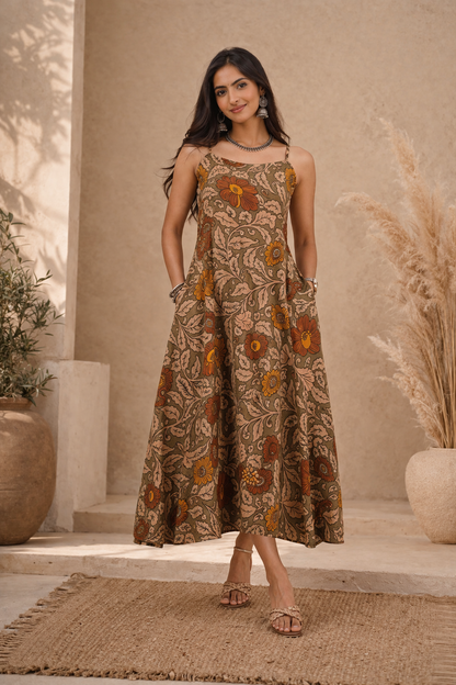 Kalamkari Green Sundress