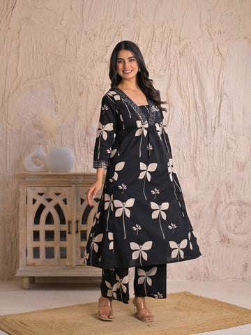 Black Bloom Cotton Set