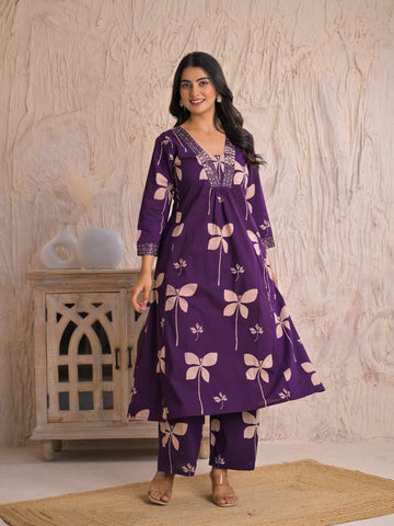 Violet Bloom Cotton Set