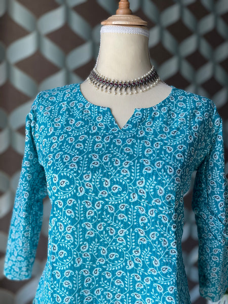 Summer Blue Paisley Top