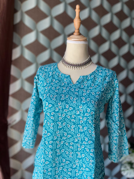 Summer Blue Paisley Top