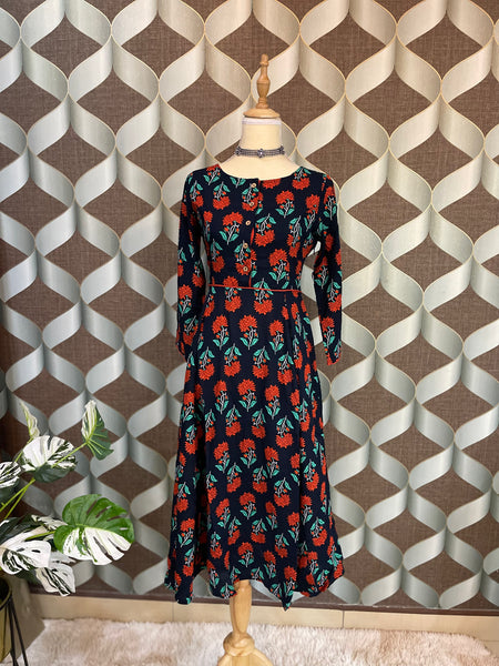 Navy Floral Dress