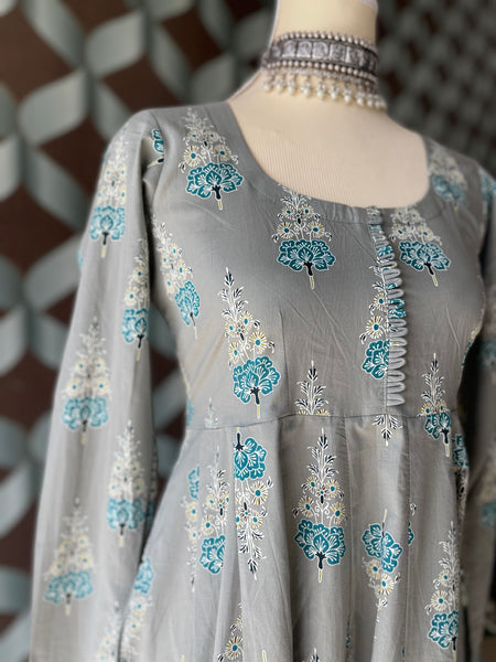 Pastel Gray Anarkali Dress